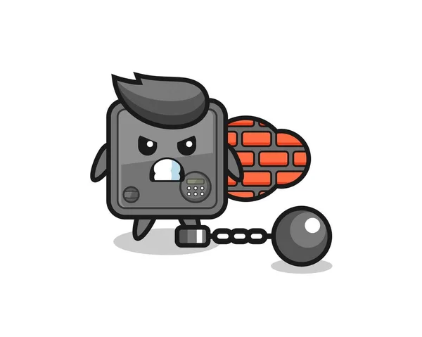 Mascote Personagem Caixa Segura Como Prisioneiro Design Estilo Bonito Para — Vetor de Stock