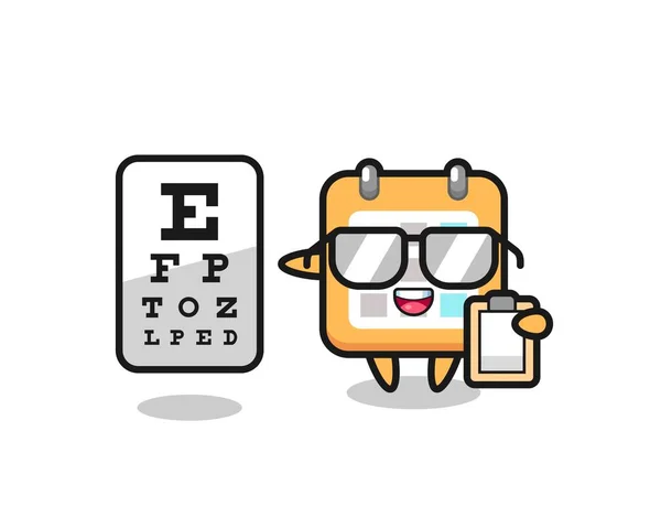 Illustration Calendar Mascot Ophthalmology Cute Style Design Shirt Sticker Logo — 图库矢量图片