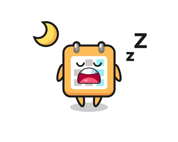 Calendar Character Illustration Sleeping Night Cute Style Design Shirt Sticker — Stock Vector