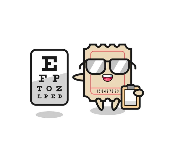 Illustration Ticket Mascot Ophthalmology Cute Style Design Shirt Sticker Logo — ストックベクタ