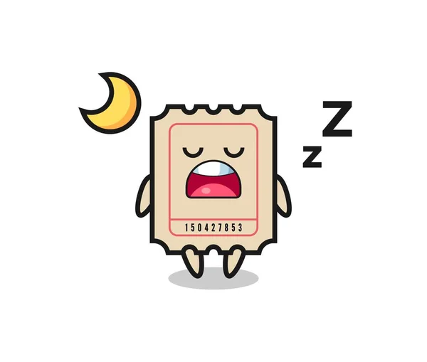 Vstupenka Charakter Ilustrace Spaní Noci Roztomilý Styl Designu Pro Tričko — Stockový vektor