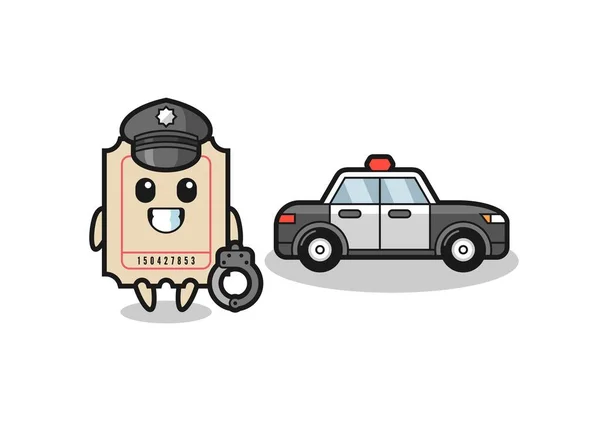 Γελοιογραφία Μασκότ Του Εισιτηρίου Αστυνομία Χαριτωμένο Σχεδιασμό Στυλ Για Shirt — Διανυσματικό Αρχείο