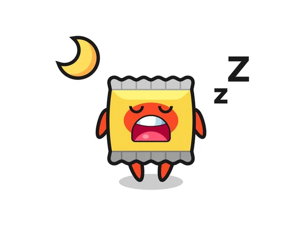 Snack Character Illustration Sleeping Night Cute Style Design Shirt Sticker — Stock Vector