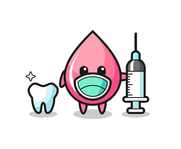 Personagem Mascote Gota Suco Morango Como Dentista Design Estilo Bonito —  Vetores de Stock