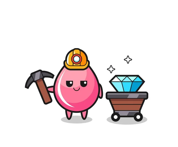 Character Illustration Strawberry Juice Drop Miner Cute Style Design Shirt — ストックベクタ