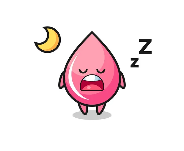 Illustration Personnage Goutte Jus Fraise Dormir Nuit Conception Style Mignon — Image vectorielle