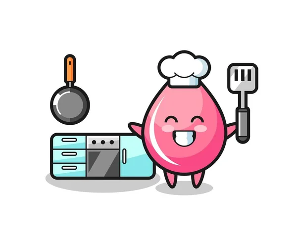 Strawberry Juice Drop Character Illustration Chef Cooking Cute Style Design — ストックベクタ