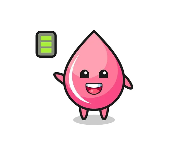 Strawberry Juice Drop Mascot Character Energetic Gesture Cute Style Design — ストックベクタ