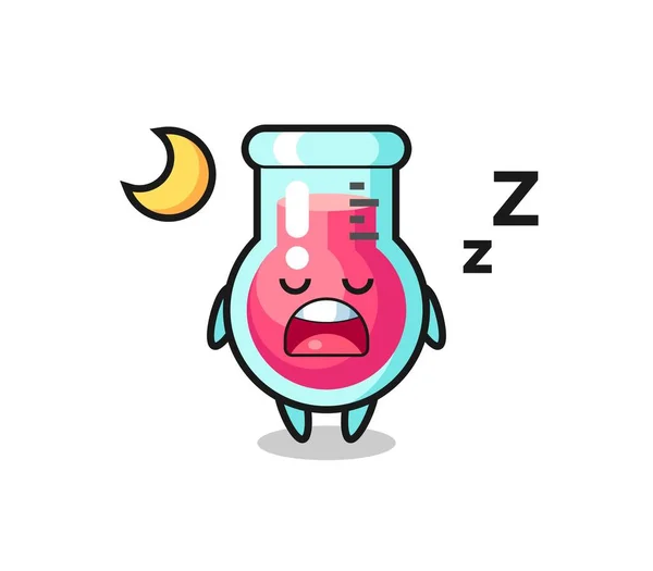 Laboratory Beaker Character Illustration Sleeping Night Cute Style Design Shirt — Stock Vector