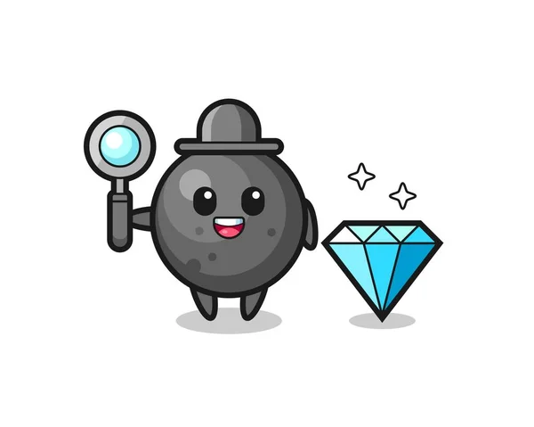 Ilustração Personagem Bola Canhão Com Diamante Design Estilo Bonito Para — Vetor de Stock