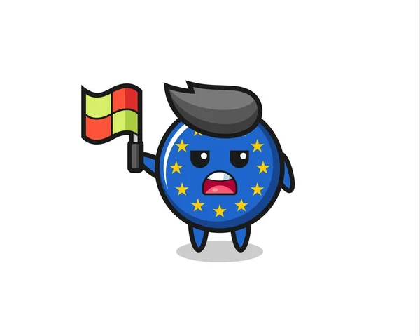 Europe Флаг Знак Характер Строка Судья Положить Флаг Милый Дизайн — стоковый вектор