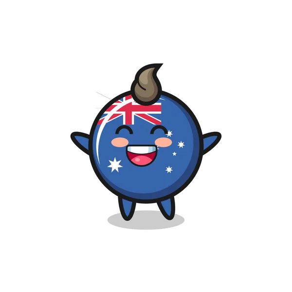 Feliz Bebé Australia Bandera Insignia Personaje Dibujos Animados Lindo Diseño — Archivo Imágenes Vectoriales