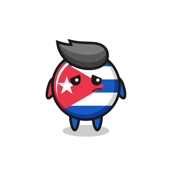 Die Faule Geste Der Kubanischen Flagge Abzeichen Cartoon Figur Niedliches — Stockvektor