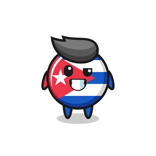 Güzel Küba Bayrağı Maskotu Iyimser Bir Yüzü Tişört Çıkartma Logo — Stok Vektör