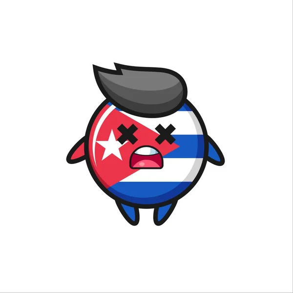 死んだキューバ国旗バッジマスコットキャラクターTシャツステッカーロゴ要素のためのかわいいスタイルのデザイン — ストックベクタ