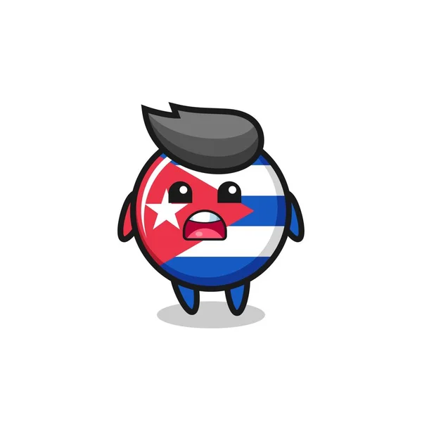 Kuba Flagga Badge Illustration Med Ursäkt Uttryck Säger Jag Ledsen — Stock vektor