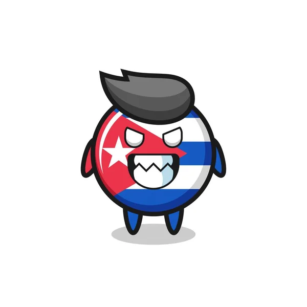 キューバ国旗バッジかわいいマスコットキャラクターの悪表現Tシャツ ステッカー ロゴ要素のためのかわいいスタイルデザイン — ストックベクタ