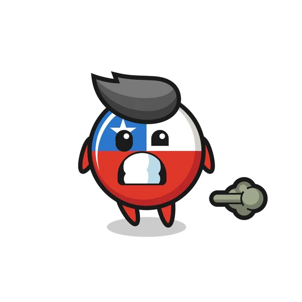 Иллюстрация Значка Chile Flag Cartoon Doing Fart Cute Style Design — стоковый вектор