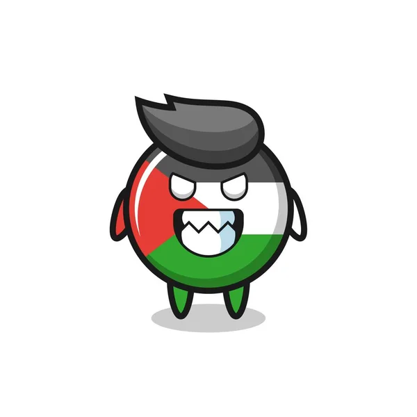 Zlo Vyjádření Palestinské Vlajky Odznak Roztomilý Maskot Charakter Roztomilý Styl — Stockový vektor