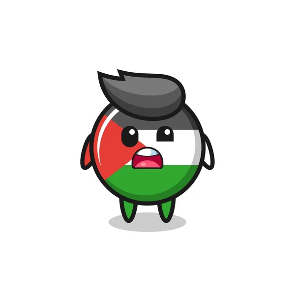 Šokovaný Obličej Roztomilého Maskota Palestinskou Vlajkou Roztomilý Design Trička Samolepka — Stockový vektor