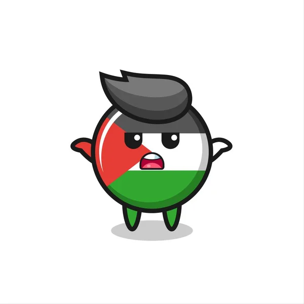 Palestinská Vlajka Znak Maskot Postava Říká Nevím Roztomilý Styl Designu — Stockový vektor