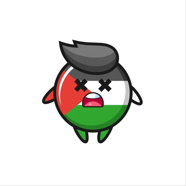 Personagem Mascote Crachá Bandeira Palestina Morta Design Estilo Bonito Para —  Vetores de Stock