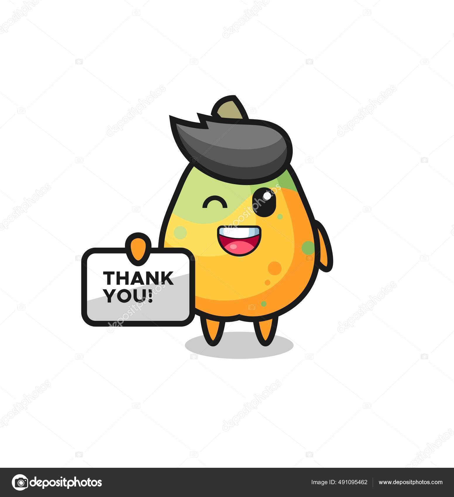 Mascote Mamão Segurando Banner Que Diz Obrigado Design Estilo Bonito Vetor  de ©heriyusuf.rap@gmail.com 491095462, image size:1552x1700