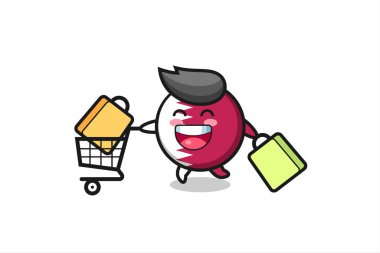 Tatlı Katar bayrak maskotu, tişört, etiket, logo elementi için şirin bir tasarım.