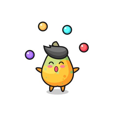 Papaya sirki karikatürü bir topla hokkabazlık yapıyor, tişört, çıkartma, logo elementi için şirin bir tasarım.