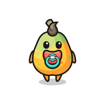bebek papaya emziği olan çizgi film karakteri, tişört, çıkartma, logo elementi için şirin bir tasarım.