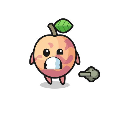 Tişört, çıkartma, logo elementi için şirin bir tasarım, osuruk yapan eklenti meyve çizgi filminin çizimi