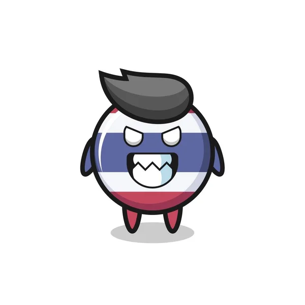 Expressão Maligna Personagem Mascote Bonito Emblema Bandeira Tailândia Design Estilo — Vetor de Stock