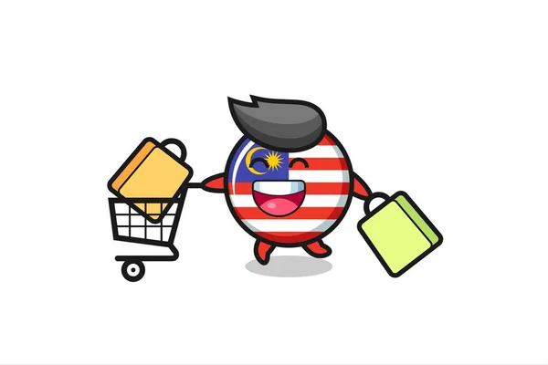 Black Friday Illustration Mit Niedlichen Malaysischen Flagge Abzeichen Maskottchen Niedlichen — Stockvektor