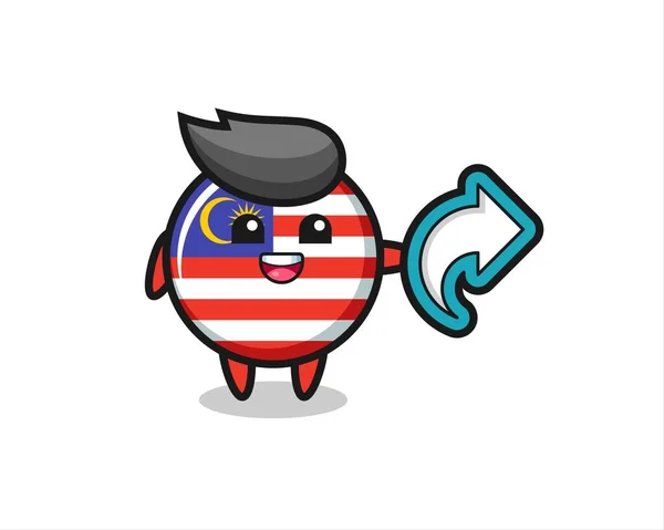 Söt Malaysia Flagga Badge Hålla Sociala Medier Dela Symbol Söt — Stock vektor