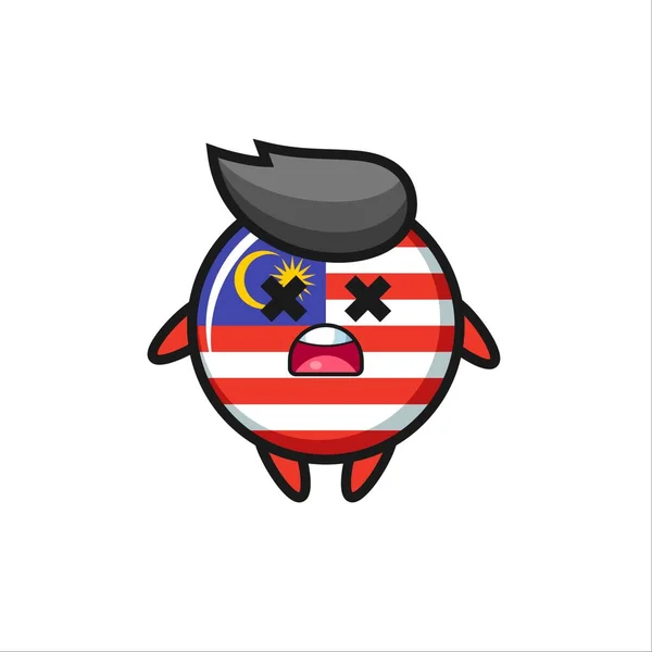 Dead Malaysia Flag Badge Mascot Character Cute Style Design Shirt — Stock Vector