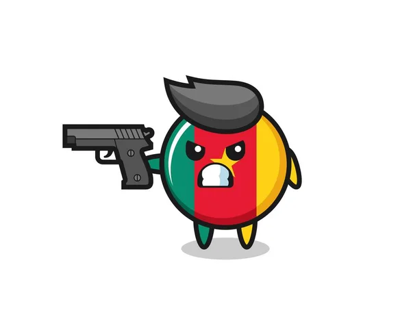 Dessin Mignon Drapeau Cameron Avec Pistolet Design Mignon Pour Shirt — Image vectorielle