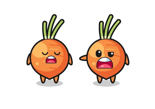 Illustration Argue Two Cute Carrot Characters Cute Style Design Shirt — Stock Vector