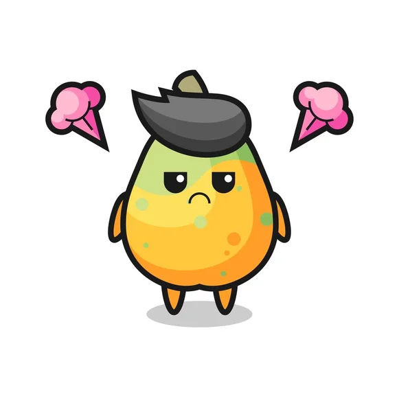 Genervter Ausdruck Der Niedlichen Papaya Cartoon Figur Niedliches Design Für — Stockvektor