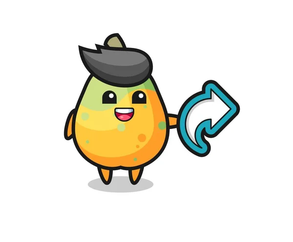 Cute Papaya Trzymać Social Media Symbol Akcji Ładny Styl Projekt — Wektor stockowy