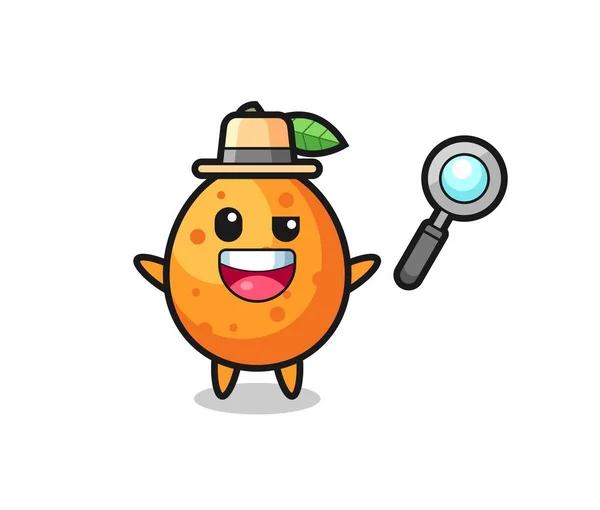 Illustrazione Della Mascotte Kumquat Come Detective Che Riesce Risolvere Caso — Vettoriale Stock