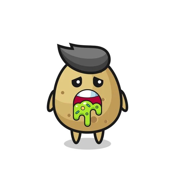 Cute Potato Character Wrke Cute Style Design Shirt Sticker Logo — стоковый вектор