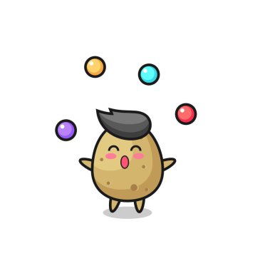 Patates sirki çizgi filmi, top hokkabazlığı, tişört, çıkartma, logo elementi için şirin bir tasarım.