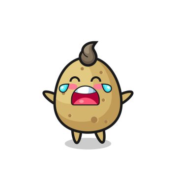 Ağlayan patates bebek resmi, tişört, çıkartma, logo elementi için şirin tasarım.