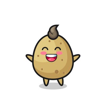 Mutlu bebek patates çizgi film karakteri, tişört, çıkartma, logo elementi için şirin bir tasarım.