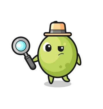 Olive Detective karakteri bir davayı inceliyor. Tişört, çıkartma, logo elementi için şirin bir tasarım.