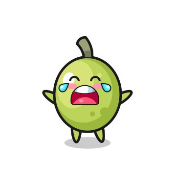 Ağlayan zeytin bebek resmi, tişört, çıkartma, logo elementi için şirin tasarım.