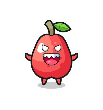 Şeytani su elması maskotu karakteri, tişört, çıkartma, logo elementi için şirin tasarım.