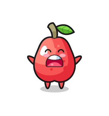 Şirin bir su elması maskotu, esneme ifadesi, tişört, çıkartma, logo elementi için şirin bir tasarım.