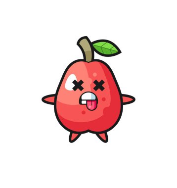 Ölü pozlu şirin su elmasının karakteri, tişört, etiket, logo elementi için şirin tasarım