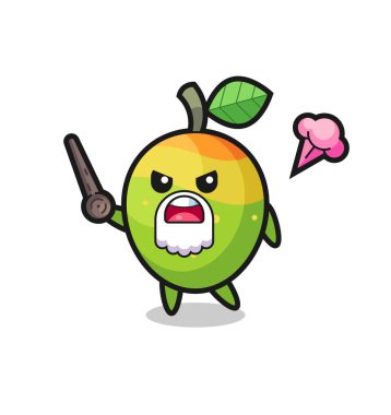 Şirin mango dedem sinirlenmeye başladı. Tişört, çıkartma ve logo için şirin bir tasarım.